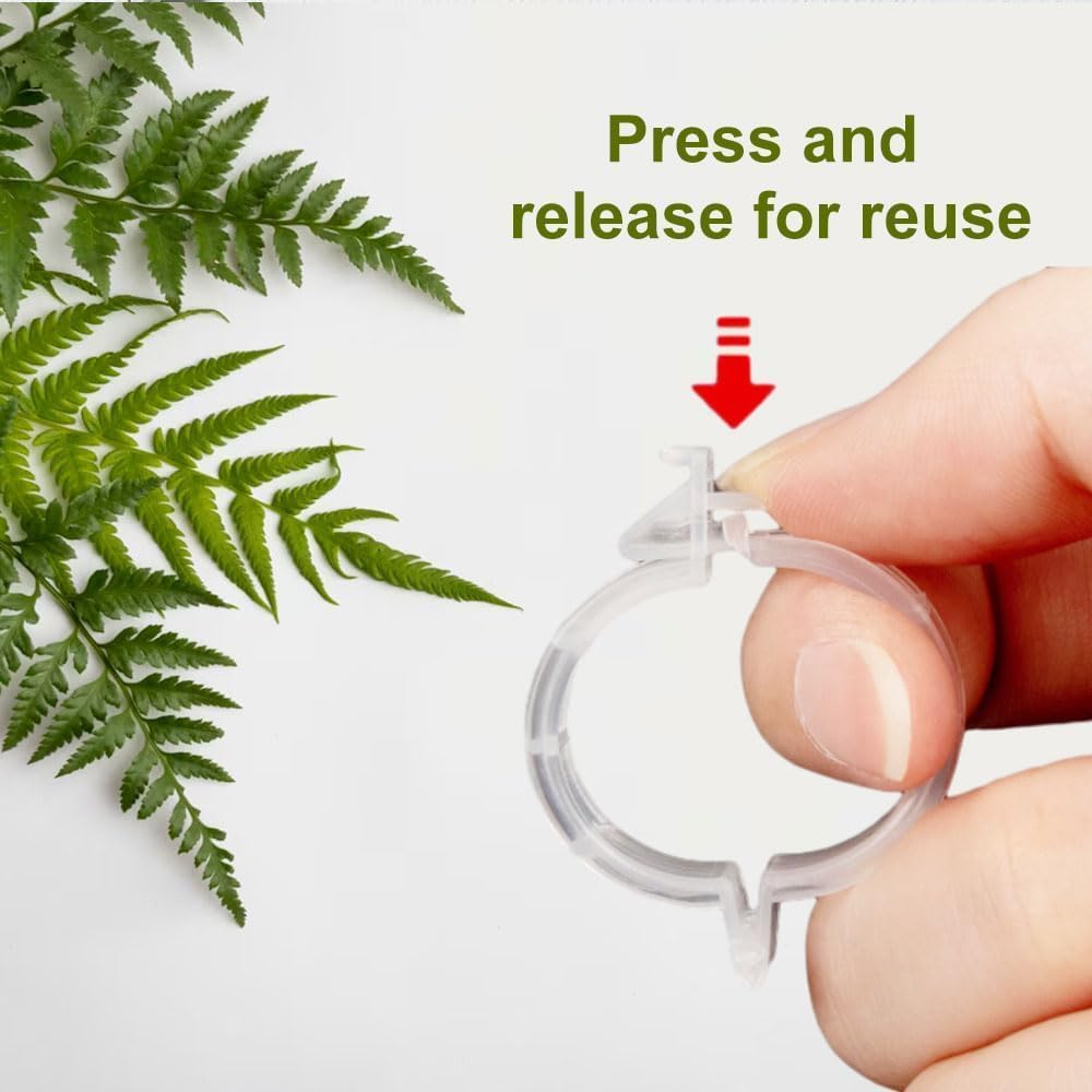 AIIONP 100 PCS Plant Support Clips Reusable Garden Clips, Secured Plastic Plant Clips, Tomato Support Clips for String Trellis for Climbing Plants Outdoor Indoor Plant Flowers Stem Vine Fixing Clips