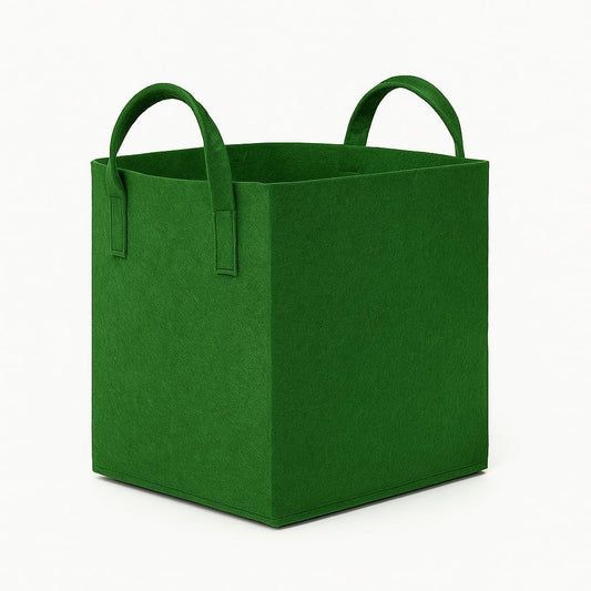 Square Geo Fabric Grow Bag 400 GSM Durable Breathable UV Resistant Reusable Plant Container for Herbs, Vegetables Flowers Space Saving Gardening Pack of 2 (Green, 15 inch) (Green)