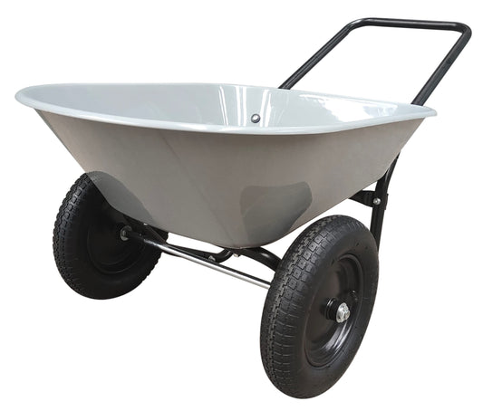 GARDEN STAR Two Wheel Poly Tray Wheelbarrow, 5 Cubic Foot, Gray/Black, Easy Assembly
