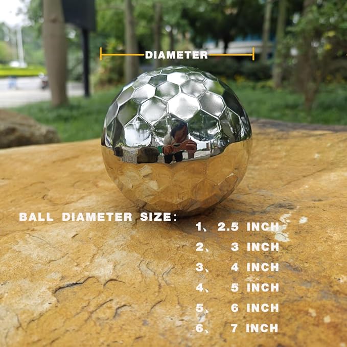 304 Stainless Steel Gazing Ball Sculptures Diamond Ball Decoration Mirror Hollow Decor Ball Reflective Garden Sphere Hollow Metal Ball Ornament Statues Gazing Globe for Home Garden (3 inch)