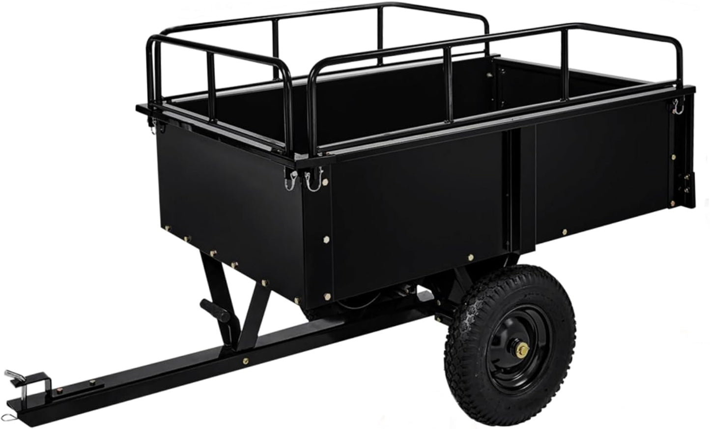 750 LBS Heavy Duty ATV Trailer Tow Behind Steel Dump Cart, 15 Cu. Ft Garden Utility Trailer with Removable Sides & Rear Hitch for Riding Lawn Mower Tractor, Black