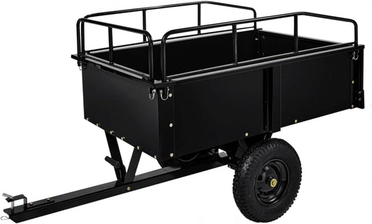 750 LBS Heavy Duty ATV Trailer Tow Behind Steel Dump Cart, 15 Cu. Ft Garden Utility Trailer with