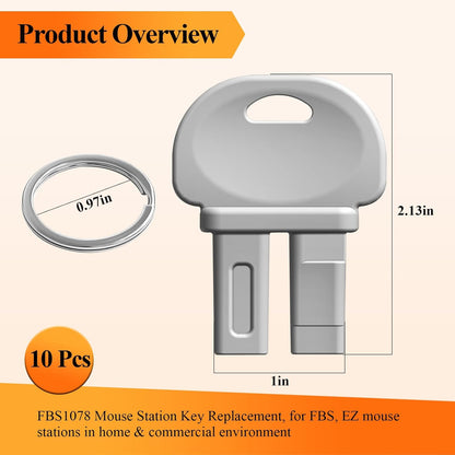 10 Pcs FBS1078 Mouse Station Key Replacement, Fit for FBS Fly Stations, EZ Klean Rat Station, in Home & Commercial Environment