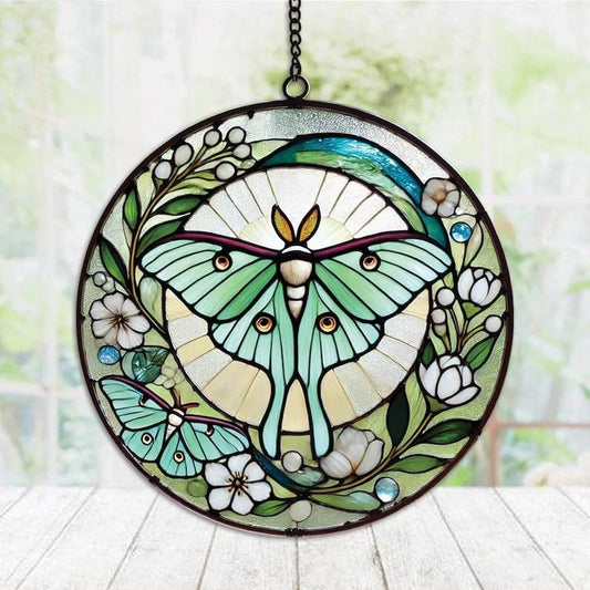 Luna Moth Butterfly Suncatcher Stained Effect Acrylic Window Hanging Memorial Sympathy Gift Loss of