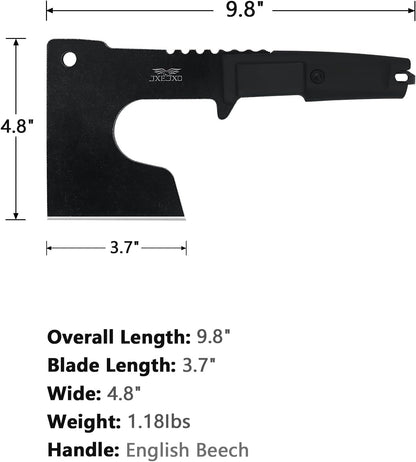 JXE JXO Hatchet, 9.8" Full Tang Camping Axe, Ergonomic Rubber Handle, with Durable Nylon Sheath for Bushcraft and Camping