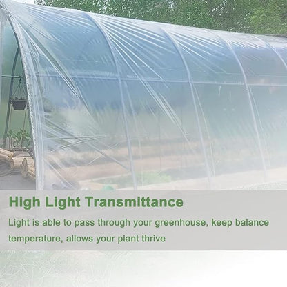 Yowlieu 8' x 25' Clear Greenhouse Plastic Sheeting, 6 Mil UV Resistant Polyethylene Greenhouse Film Hoop Green House Plastic Cover for Farms, Agriculture, Garden