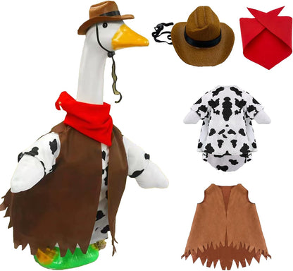 Porch Goose Outfits for 23" Plastic Porch Goose Cowboy Outfit Goose Clothes for Cement Goose for Indoor Outdoor Garden Yard Lawn Patio Art Decor(NZZ)