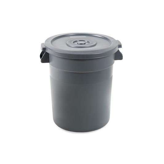 PRO&Family 20 Gallon Trash Can with Lid Round Ingredient Storage Containers Recycling Bin Kitchen Garbage Can Office Garbage Can Trash Barrel Plastic Barrel Yard Waste Bin Outdoor Trashcan (1, Gray)