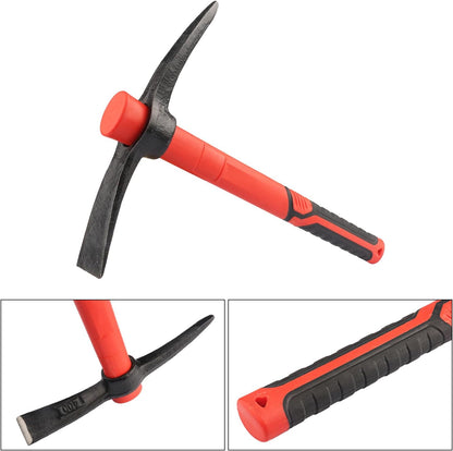 2 PCS 15 Inch Pick Mattock Hoe, Forged Weeding Garden Pick Axe with Fiberglass Handle, Pick Mattock Hoe for Loosening Soil, Gardening, Camping, by GENHAKON.