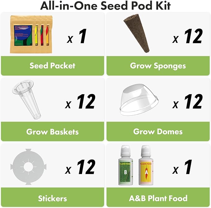 LYKOCLEAN Red Strawberry Seeds Pod for AeroGarden, idoo, Ahopegarden Hydroponics Garden, 12-pods (350 Seeds+, Include Strawberry, Golden Cherry Tomato, Dwarf Pea, Green Pepper, Ruby Queen Beet)