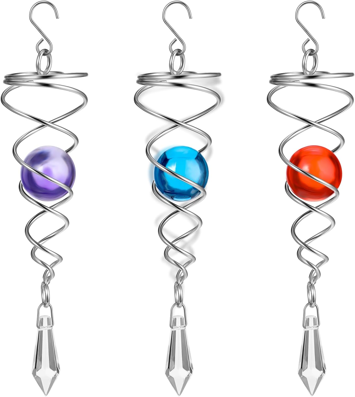 3 Pieces Gazing Ball Spiral Tail Spiral Tail Decorative Wind Spinner for Indoor Outdoor Decoration, 7.1 Inches/ 18 cm