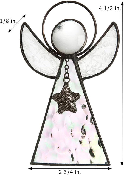 Angel Ornament Sun Catcher Clear Iridescent Stained Glass Window Hanging Christmas Tree Decoration J Devlin ORN 215-1 (Clear Iridescent)
