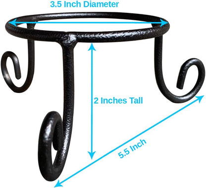 Black Iron Ball Stand - Gazing Globe Stand for Balls, Sphere Holder Wrought Iron Display Stand, Crystal Ball Stand, Glass Bowl Ring Metal Egg Stands, Gazing Ball Stand(3.5" Diameter X 2" Tall)