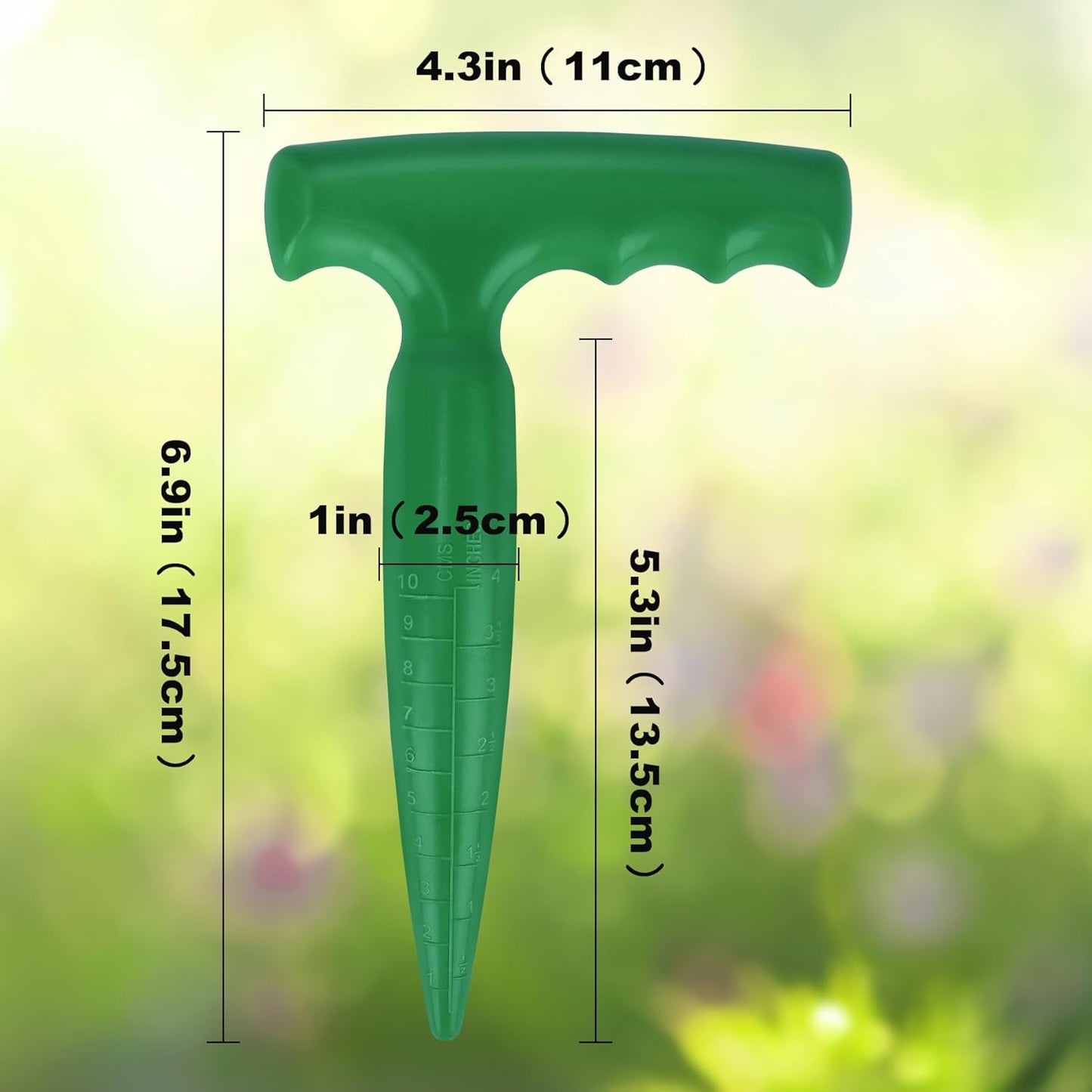 Seed Planter Tool, 6.9" Dibber Garden Tool, Plastic Seed Dibbler for Planting, Bulb Digger Garden Planter with Handle for Sowing Seeds, Planting, Bulbs, Digging (Green)