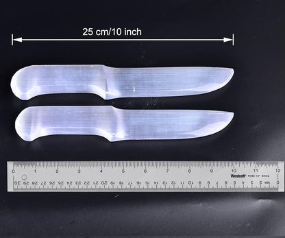 JIC Gem Selenite Crystal Knife White Crystals and Healing Stones for Cutting Etheric Cords 1pc 7.8-10 Inch
