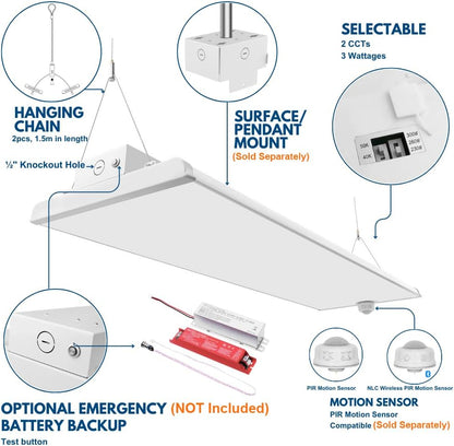 Konlite ALTA LED High Bay Light - 4FT - 300W/260W/230W - 47,500 Lumens - 5000K/4000K Selectable - 120-277V - 1000W Metal Halide Equal
