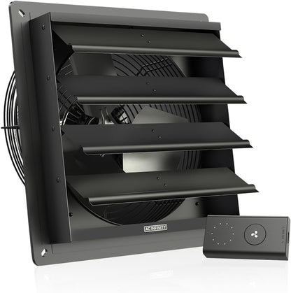 AC Infinity AIRLIFT S12, Shutter Exhaust Fan 12” with 10-Speed Controller, EC Motor - Wall Mount Ventilation and Cooling for Sheds, Attics, Workshops, and Greenhouses
