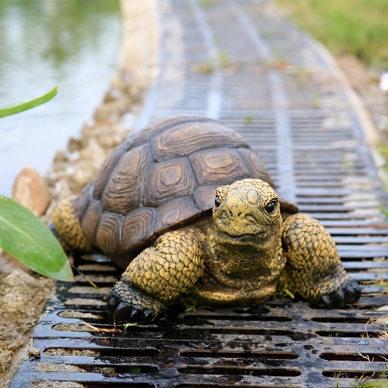 Weather-Resistant Resin Turtle Statue Decoration, Exquisite Handicraft, Artistic Simulation Animal Sculpture, Suitable for Outdoor Gardens, Courtyards, Ponds, Colorful Holiday Decoration Gifts