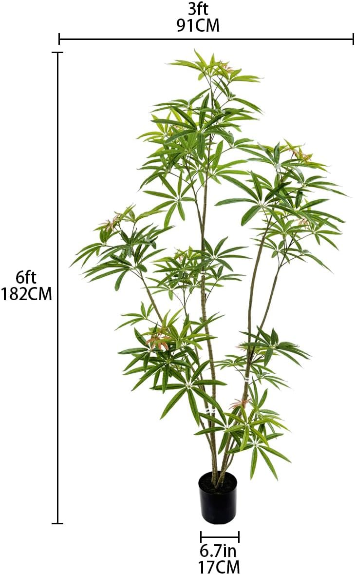Aalonfale 6ft Artificial Umbrella Tree - Realistic Faux Umbrella Tree Indoor/Outdoor, UV Resistant Fake Plant for Home, Office, Patio Decor