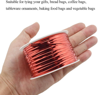 HAHIYO 100Yards/300Feet/91M Red Metal Twist Ties Bread Candy Coffee Bag Ties Plant Garden Twist Ties for Cellophane Treat Bag Gift Wraping Bag Plastic Bag Halloween Party Cake Present Art Craft