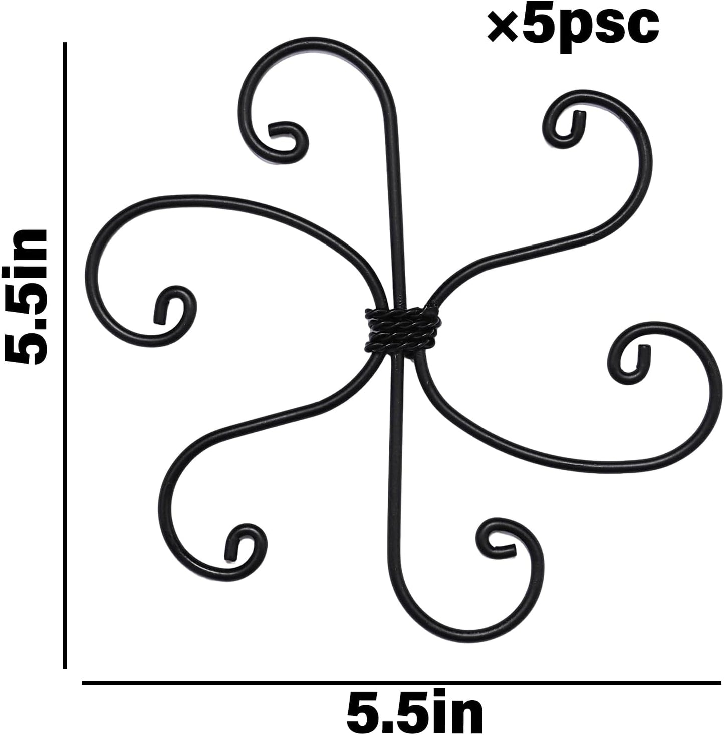 Black Monstera Plant Support 5.5IN 5PCS Premium Stem Support System for Indoor Plants, Durable Stabilizer for Monstera and Climbing Plants, Easy Installation Leaf Holder, Fishbone Cactus Stake