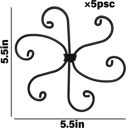 Black Monstera Plant Support 5.5IN 5PCS Premium Stem Support System for Indoor Plants, Durable Stabilizer for Monstera and Climbing Plants, Easy Installation Leaf Holder, Fishbone Cactus Stake