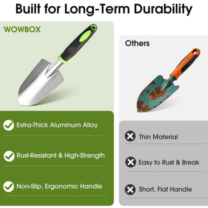 WOWBOX Garden Tools Set, 10 PCS Heavy Duty Gardening Hand Tools Kit, Green