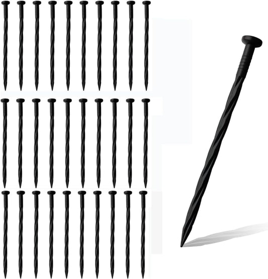 50-Pack-8 Inch Plastic Edging Nails, Spiral Nylon Landscape Anchoring Spikes，Landscape Stake for Paver Edging, Weed Barrier& More