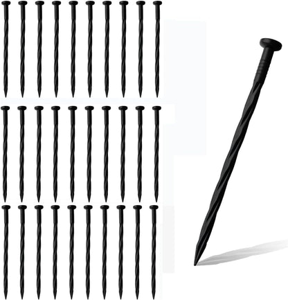 100-Pack-8 Inch Plastic Edging Nails, Spiral Nylon Landscape Anchoring Spikes，Landscape Stake for Paver Edging, Weed Barrier& More