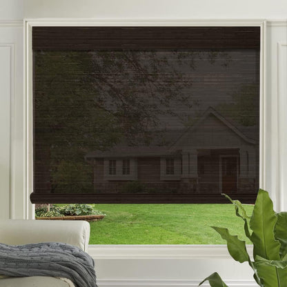 LETAU Cordless Wood Window Roller Shades, Bamboo Light Filtering Window Blinds for Outdoor Garden, Patio, Porch, Arbor, Pattern 12