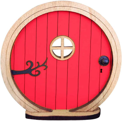 1Pc Red Fairy Garden Door for Tree,Fairytales Door Decoration for Trees Outdoor and Tree Trunk, Mini Fairy Garden Sculpture Lawn Ornament Decor