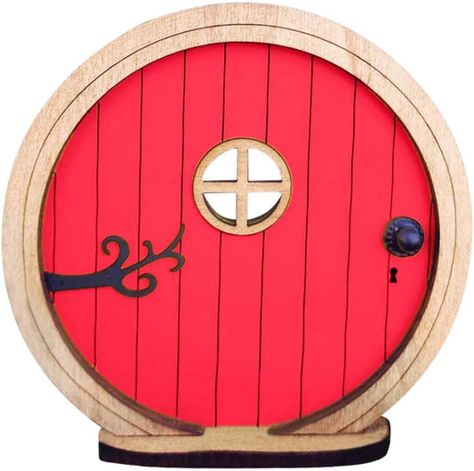 1Pc Red Fairy Garden Door for Tree,Fairytales Door Decoration for Trees Outdoor and Tree Trunk, Mini Fairy Garden Sculpture Lawn Ornament Decor