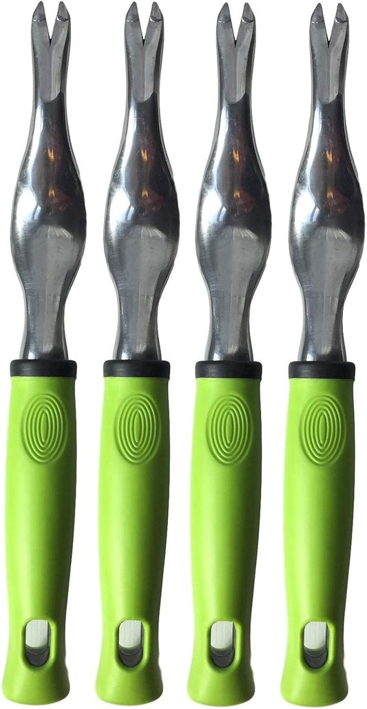 Garden Guru Hand Weeder Tool with Ergonomic Handle - Weed Puller for Planting, Weeding, Flower and Vegetable Care in Lawn Garden Yard | Rust Resistant (4 Pack)