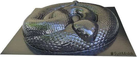 SvitMods Mold Snake DIY Statue for Garden Black ABC Plastic Concrete Cement Mould Rattlesnake