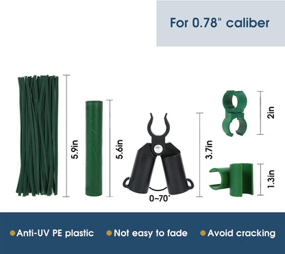 Adjustable Plant Trellis Connectors, Plastic Garden Stakes Clips for 0.78 inch Diameter Poles Connecting Joints for Tomato Cage Cucumber Teepee Climbing Plants Frame