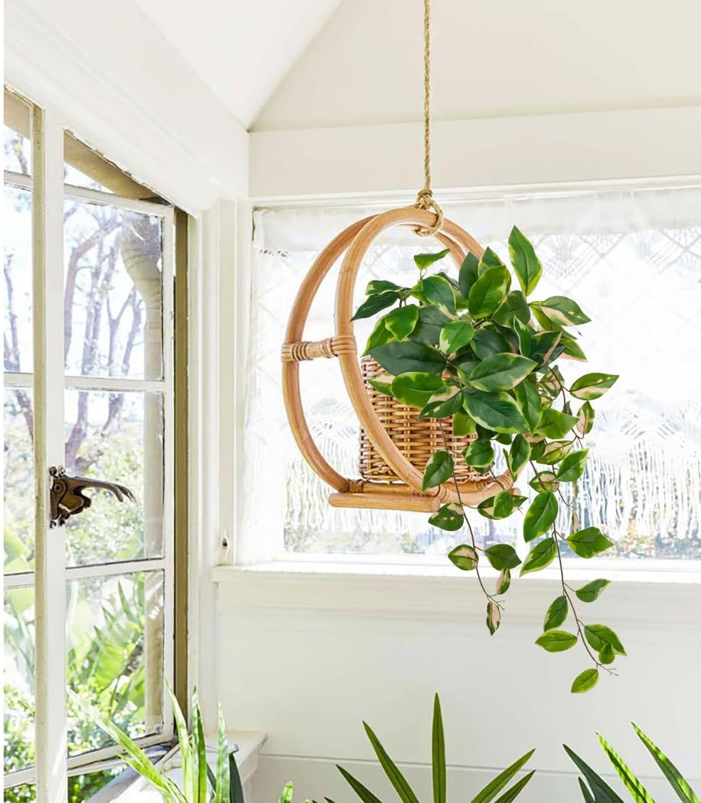 Oairse Artificial Hanging Plants Hanging Faux Pothos Vines Plants Fake Wall Plant Greenery Decor for Bedroom Bathroom Living Room Balcony Shelf Indoor Outdoor Décor