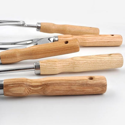 5-Piece Garden Tool Set, Heavy-Duty Rust-Resistant Stainless Steel with Ergonomic Non-Slip Wooden Handles – Durable Gardening Tools Gift, Includes Trowel, Transplanter, Hand Fork, Cultivator & Weeder