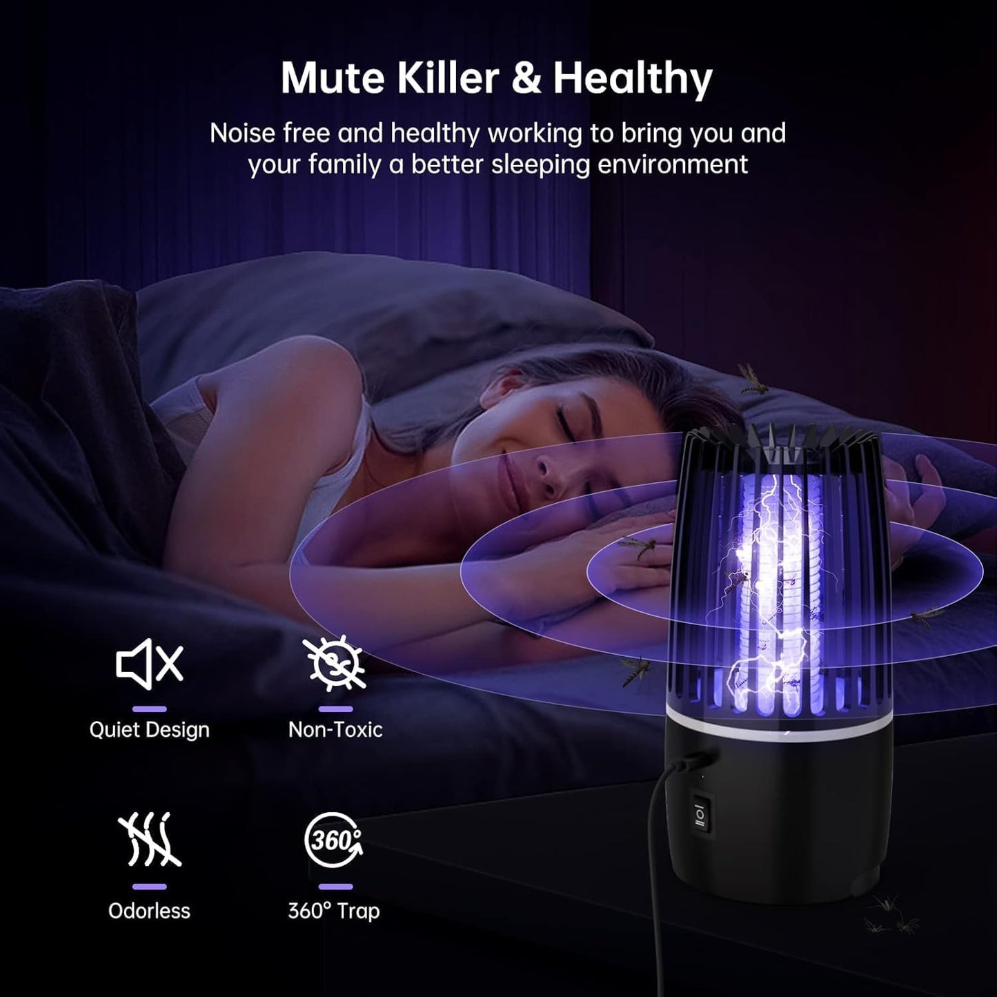 Tiptop Home Bug Zapper Indoor, Rechargeable Bug Zapper with Powerful Fan & Large Storehouse for Gnats, Moths, Fruit Flies, Indoor Insect Killer Trap for Bedroom, Office, Kitchen