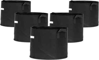 FCMP Outdoor 10-Gallon Modern Lightweight Non-Woven Insulating Fabric Breathable Grow Bags for Indoor or Outdoor Gardening, Black (5 Pack)