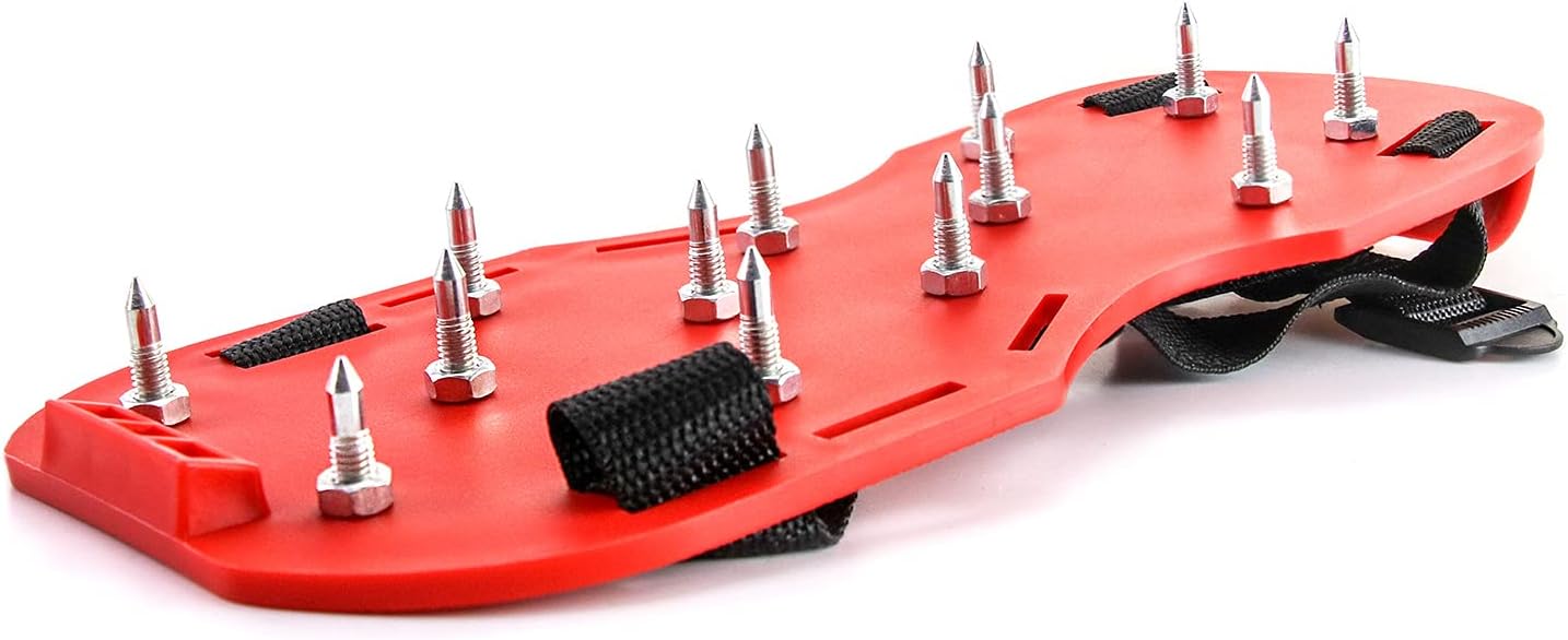 QWORK Gunite Spiked Shoes With 3/4” Short Spikes Perfect For Epoxy Floor, Overlays, Cover Installation, Green Color (Pair)