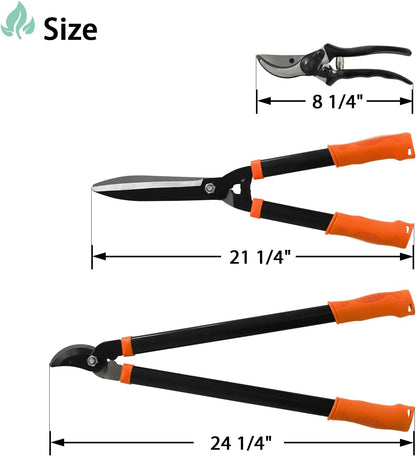 SunnyRoyal 3 pieces Garden Tools Set - Lopper & Pruning Shear & Tree Trimmer Pruner for Lawn Garden Yard Branch Cutting