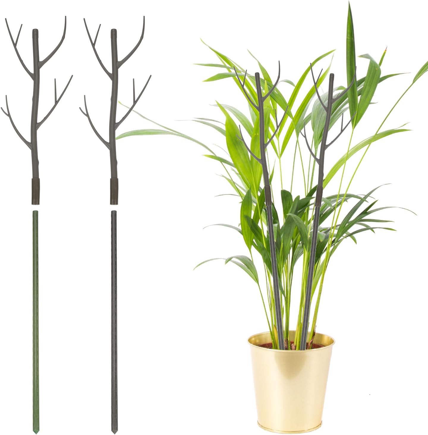 uxcell 2 Pcs Plant Support Stakes, 27.5" Twig Plant Stem Support Structures Garden Branches Plants Supports for House Potted Monstera Plants, Brown