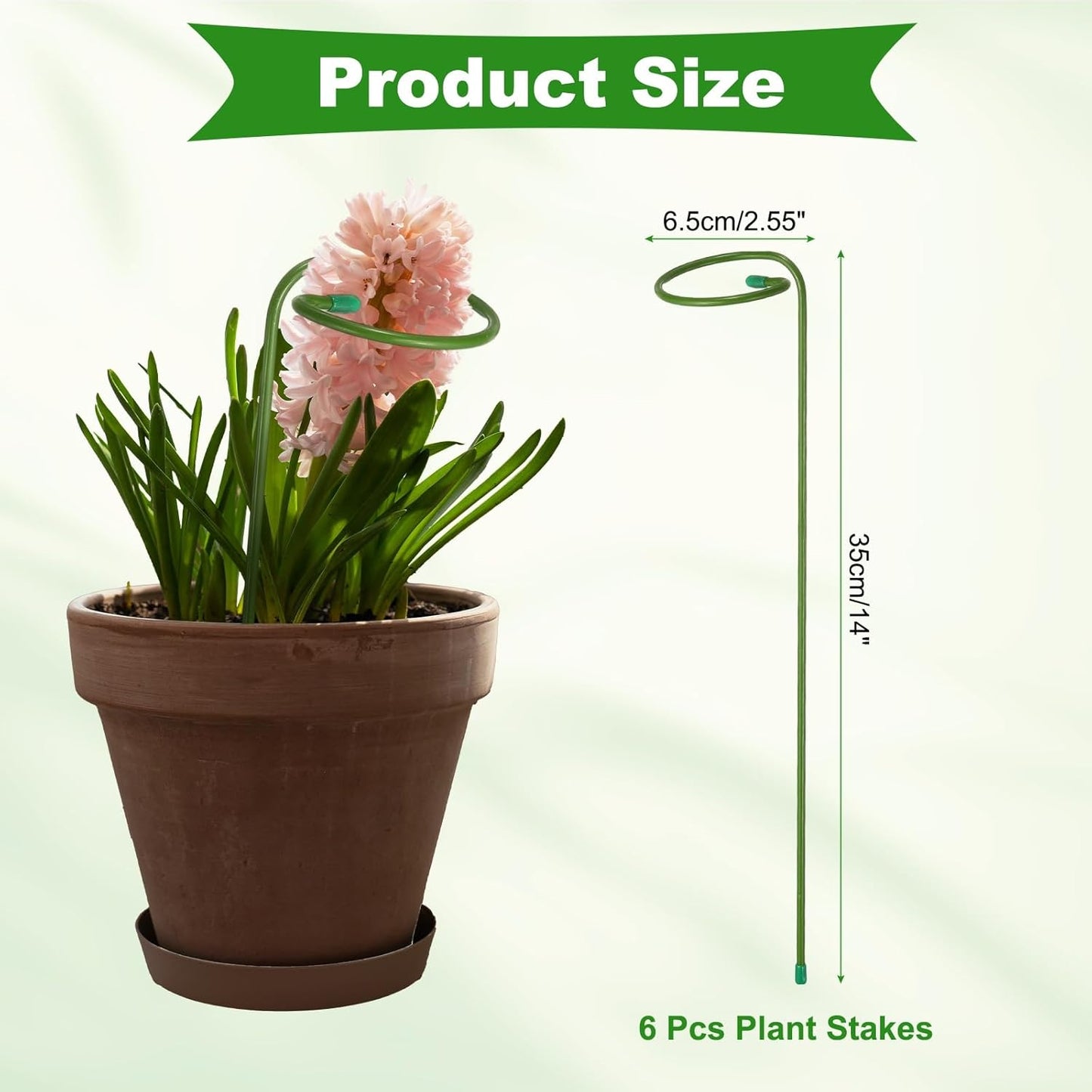 uxcell 6pcs Plant Support Stakes, 14inch Single Stem Stakes Garden Plant Cage Support Rings for Orchid Rose Tomato Peony Flowers