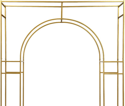 Wedding Arch Backdrop Stand, Gold Double Square Arch Backdrop Stand for Ceremony, 7.87ft Tall Metal Open Balloon Arches Garden Arbor Frame for Photo Background Decoration