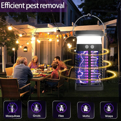 Solar Bug Zapper Outdoor Waterproof:Mosquito Repellent Outdoor Patio, Fly Trap Indoor, 4000mAh Mosquito Killer with LED Colorful Light and Cleaning Brush for Home Kitchen Garden Camping Essentials