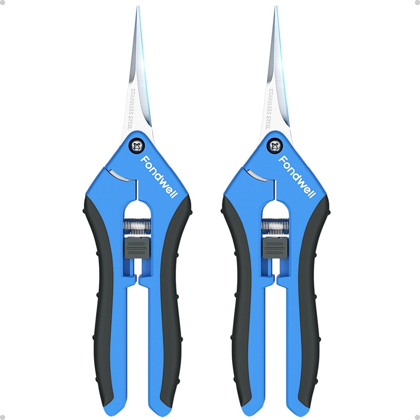 Fondwell 6.5" Garden Shears Trim Scissors: 2 Pack of Pruning Shears for Gardening - Ultra Sharp Garden Clippers with Straight Blades