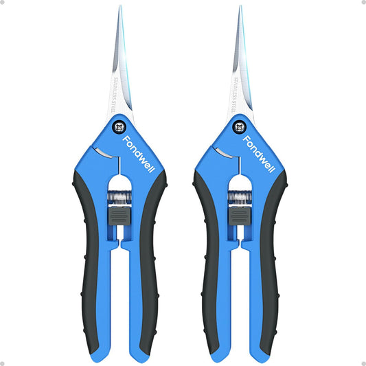 Fondwell 6.5" Garden Shears Trim Scissors: 2 Pack of Pruning Shears for Gardening - Ultra Sharp Garden Clippers with Straight Blades