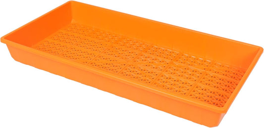SUNPACK 10" x 20" Heavy Duty Mesh Plastic Seed Starting Tray, Orange, 2.3" - Ensures Water Drainage and Aeration, Perfect for Greenhouses or Indoor Gardening