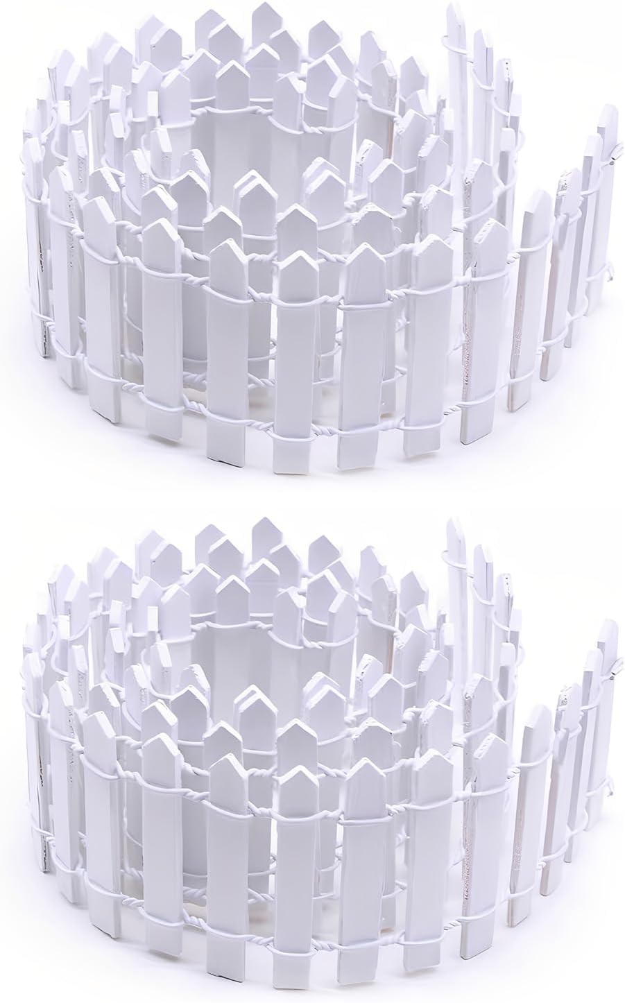 35 Inch Mini Fairy Garden Fence - White Wood Picket Fence for Crafts, Dollhouses, Plant Pots, and Home Garden Projects (2 Pack)