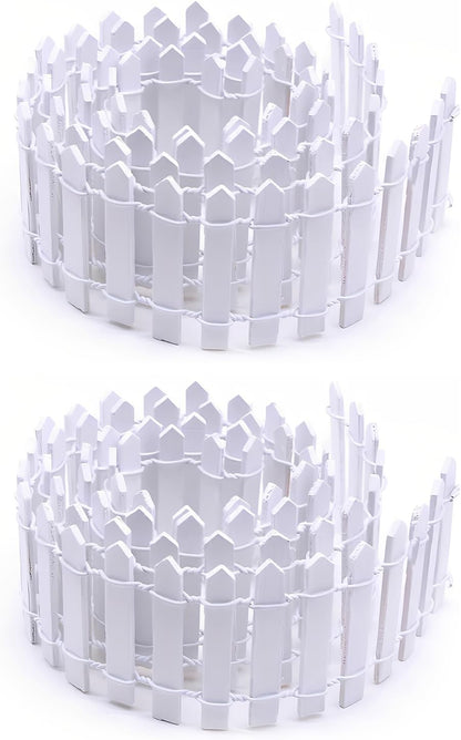 35 Inch Mini Fairy Garden Fence - White Wood Picket Fence for Crafts, Dollhouses, Plant Pots, and Home Garden Projects (2 Pack)